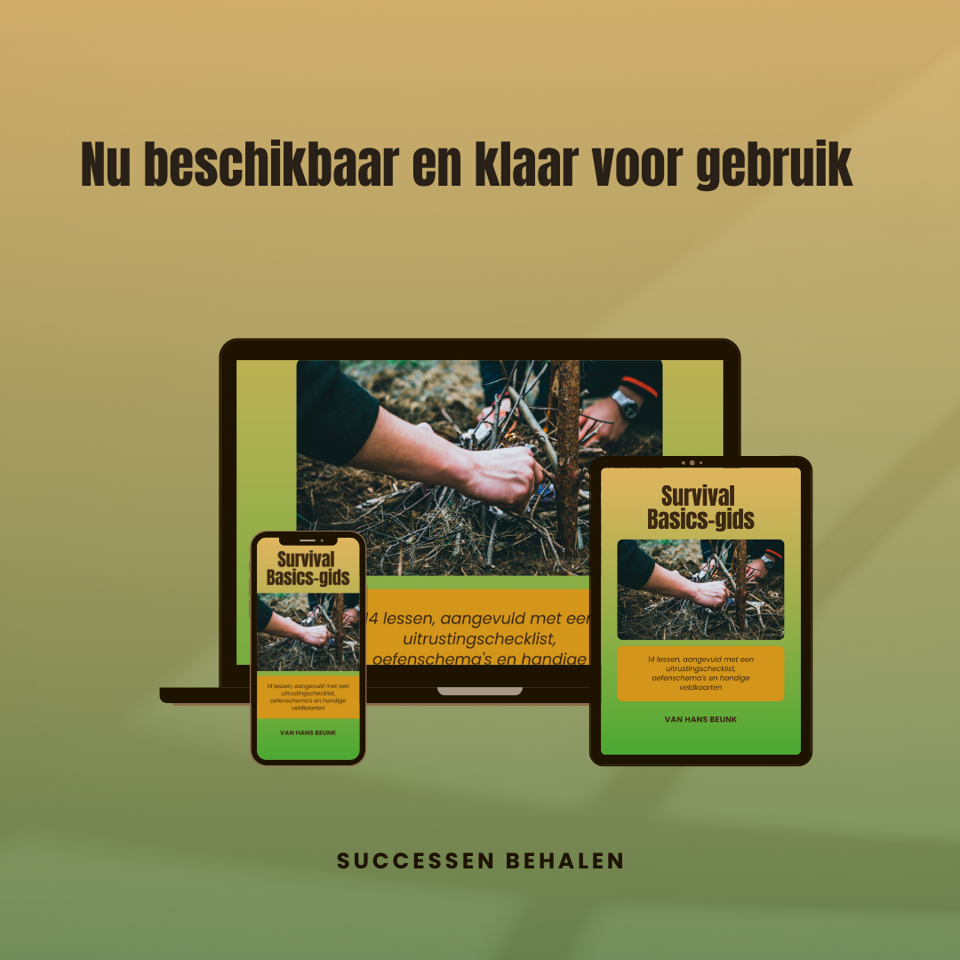 De Survival Basic Gids weergegeven op laptop, tablet en telefoon